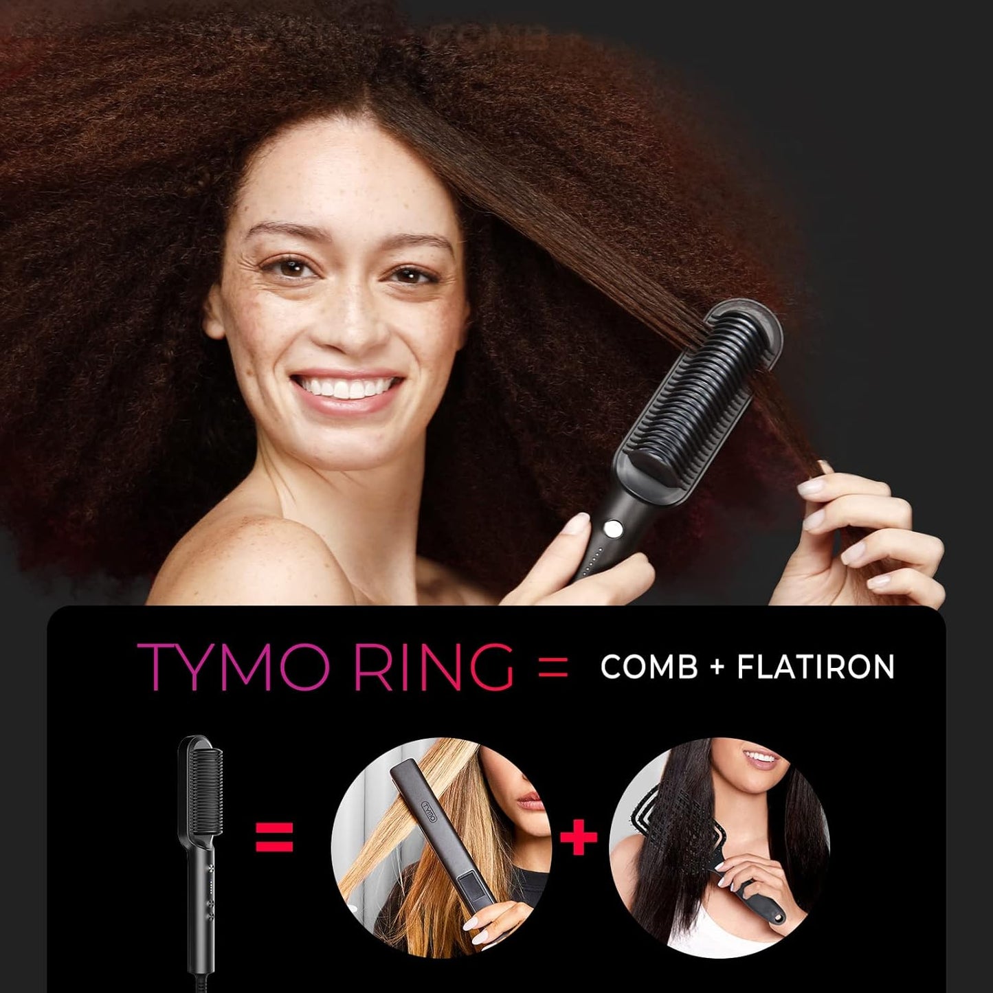Hair Straightener Brush, Hair Iron with Built-in Comb